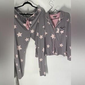 PJ Salvage Gray and Pink Star Pajama Set